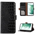 Bolsa de Pele Tipo Carteira Crocodile com RFID para Samsung Galaxy A53 5G - Preto