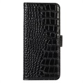 Bolsa de Pele Tipo Carteira Crocodile com RFID para Samsung Galaxy A53 5G - Preto