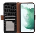 Bolsa de Pele Tipo Carteira Crocodile com RFID para Samsung Galaxy A53 5G - Preto