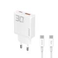 Carregador de parede Dudao A30EUT 30W GaN com cabo USB-C - Branco