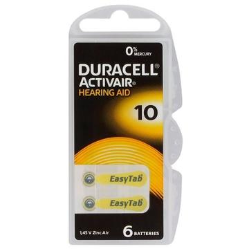 Pilhas para aparelhos auditivos Duracell ActivAir 10/PR70 - 6 unidades