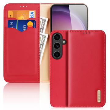 Bolsa Tipo Carteira em Pele Dux Ducis Hivo para Samsung Galaxy S24+ - Vermelho