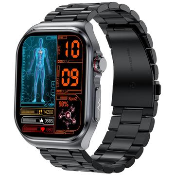 ET585 Smartwatch com ecrã AMOLED com ECG, chamada de emergência SOS - Preto