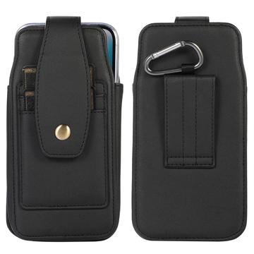 Mala universal elegante com clip para cinto de 6.7" - Ranhuras para cartões, mosquetão - Preto