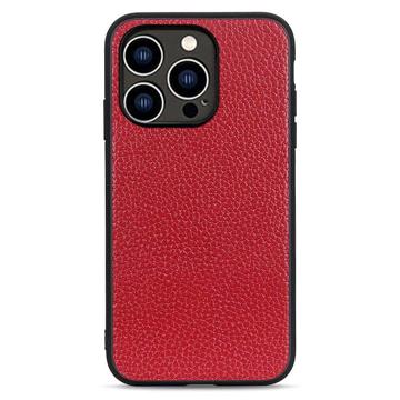 Capa de Couro Elegante para iPhone 14 Pro - Vermelho