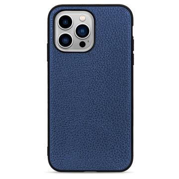 Capa de Couro Elegante para iPhone 14 Pro Max - Azul