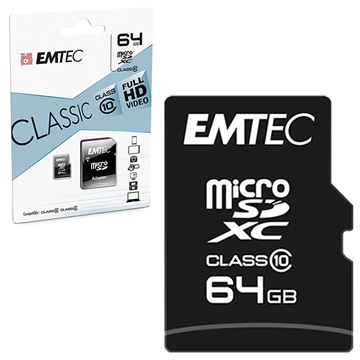 Cartão De Memória Emtec Classic Class 10 MicroSD - ECMSDM64GXC10CG - 64GB