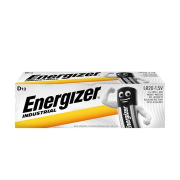 Pilhas alcalinas Energizer Industrial LR20/D - 12 unidades