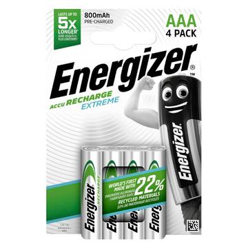 Pilhas Energizer Recharge Extreme Recarregáveis R03/AAA 800mAh - 4 unidades