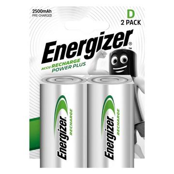 Pilhas Energizer Recharge Power Plus Recarregáveis R20/D 2500mAh - 2 unidades.