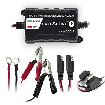 Carregador de bateria de automóvel inteligente EverActive CBC-1 6V/12V - VRLA/AGM/VLA SLA/WET/GEL/LEAD ACID