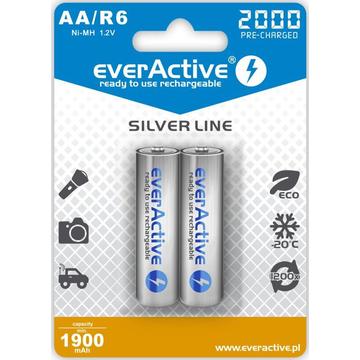 Pilhas AA recarregáveis EverActive Silver Line EVHRL6-2000 2000mAh - 2 unidades.