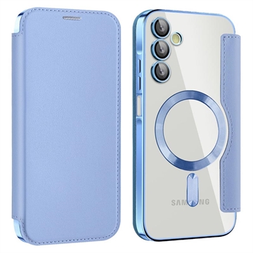 Capa flip para Samsung Galaxy A15 com ranhura para cartão - Compatível com MagSafe - Azul