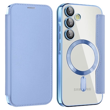 Capa flip para Samsung Galaxy A35 com ranhura para cartão - Compatível com MagSafe - Azul