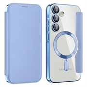 Capa flip para Samsung Galaxy A55 com ranhura para cartão - Compatível com MagSafe - Azul