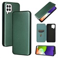 Bolsa Flip para Samsung Galaxy A22 4G - Fibra de Carbono - Verde