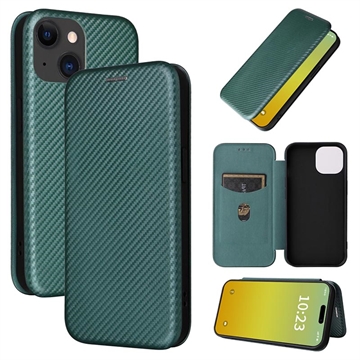 Bolsa Flip para iPhone 15 Plus - Fibra de Carbono - Verde