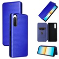 Bolsa Flip para Sony Xperia 10 IV - Fibra de Carbono - Azul