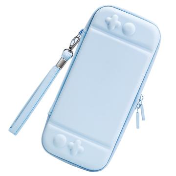 Nintendo Switch Sólido Cor PU Couro Transportando Capa Protetora À Prova de Choque Bolsa de Armazenamento Portátil - Azul Céu