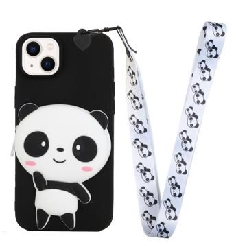 Capa de TPU com Bolso com Zíper Cartoon Design para iPhone 14 Plus - Panda