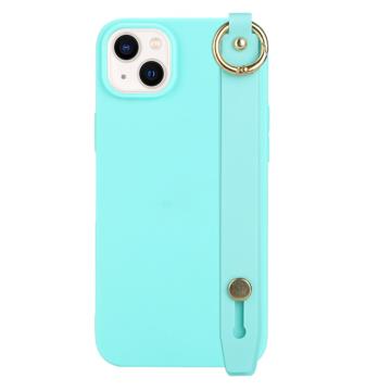 Capa de TPU Candy Color com Alça de Mão para iPhone 14 Plus - Azul Bebé