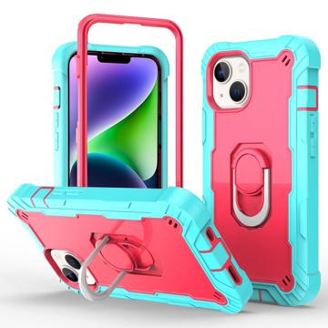 Capa Híbrida Resistente a Choques 3 em 1 para iPhone 14 Plus - Menta / Rosa