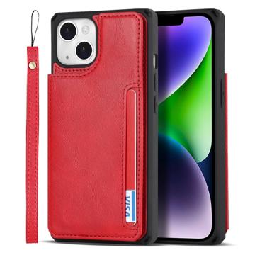 Capa Tipo Carteira Magnética para iPhone 14 Plus - Vermelho