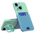 Capa Ranhura de Cartão CamStand para iPhone 14 Plus - Verde-claro / Azul Claro