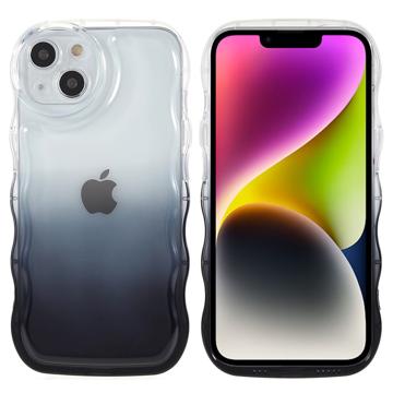 Capa de TPU Wavy Edge Gradient para iPhone 14 Plus - Preto