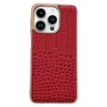 Capa Revestida a Couro Série Crocodile para iPhone 14 Pro - Vermelho