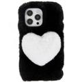 Capa de TPU Plush Heart para iPhone 14 Pro - Preto