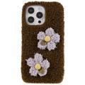 Capa de TPU Série Fluffy Flower para iPhone 14 Pro - Castanho