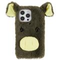 Capa Híbrida Fluffy Plush para iPhone 14 Pro - Porco Verde