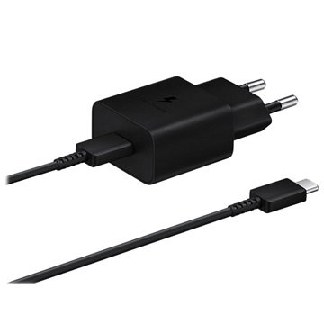 Carregador Rápido de Viagem Samsung com Cabo USB-C EP-T1510XBEGEU - 15W - Preto