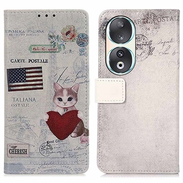 Bolsa Tipo Carteira Glam para Honor 90 - Gato