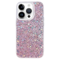 Capa de TPU Glitter Flakes para iPhone 15 Pro Max - Cor-de-Rosa