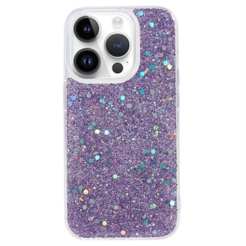 Capa de TPU Glitter Flakes para iPhone 15 Pro Max - Púrpura