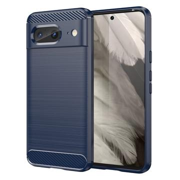 Capa de TPU Escovado para Google Pixel 8 - Fibra de Carbono - Azul