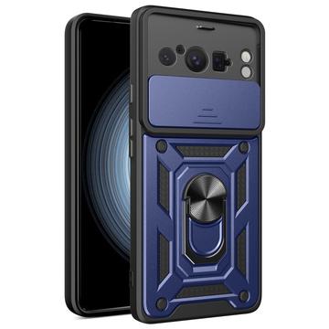 Capa Híbrida de Anel Rotativo com Proteção de Câmera para Google Pixel 8 Pro - Azul