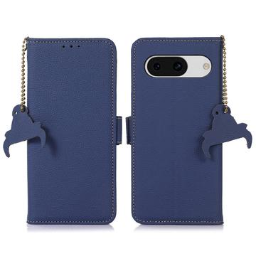 Bolsa de Pele Tipo Carteira com RFID para Google Pixel 8a - Azul