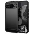 Capa de TPU Escovado para Google Pixel 9 Pro XL - Fibra de Carbono - Preto