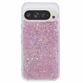 Capa de TPU Glitter Flakes para Google Pixel 9 Pro XL - Cor-de-Rosa