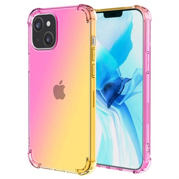 Capa de TPU Resistente a Choques Gradiente para iPhone 14 - Cor-de-rosa / Dourado