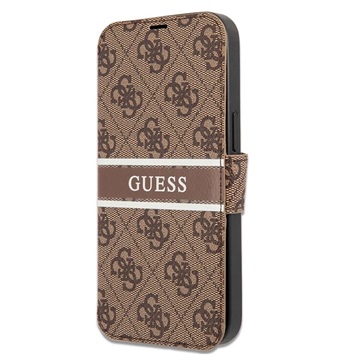 Bolsa Tipo Flip Guess 4G Printed Stripe para iPhone 13 Mini - Castanho