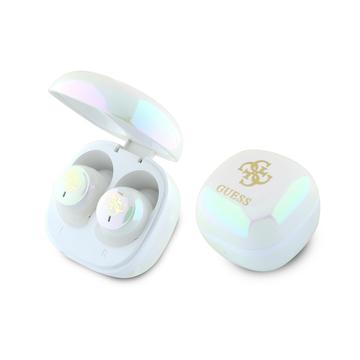 Auriculares sem fios verdadeiros com logótipo impresso Guess Iridescent 4G - Branco