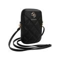 Bolsa para telemóvel Guess Quilted 4G Metal Logo com alça ajustável - Preto