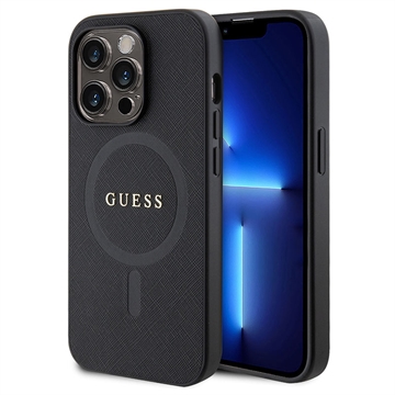 Capa Híbrida Guess Saffiano para iPhone 15 Pro Max - Compatível com MagSafe - Preto