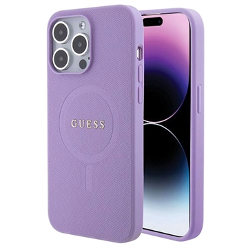 Capa Híbrida Guess Saffiano para iPhone 15 Pro Max - Compatível com MagSafe - Púrpura