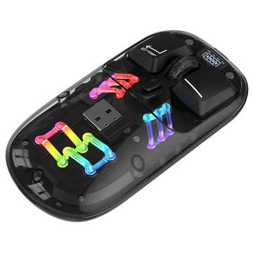 HXSJ T200 Rato sem fios Bluetooth de modo duplo com iluminação RGB