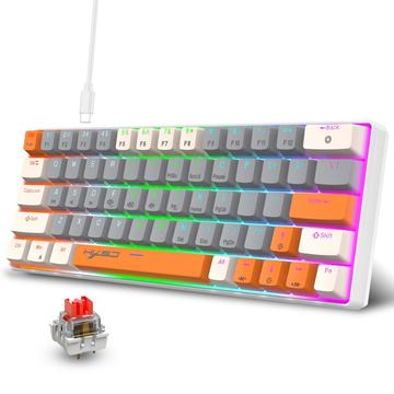 Teclado mecânico para jogos HXSJ V500 com fios e efeito de retroiluminação